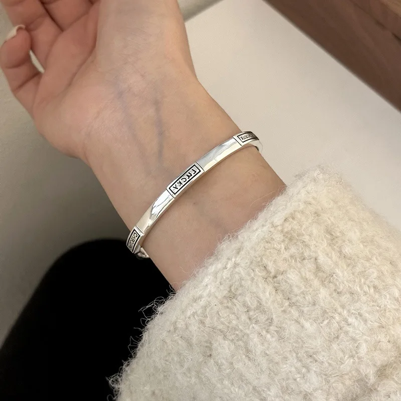 100-Solid-925-Sterling-Silver-Hiphop-Thick-Lukey-Letters-Bracelet-for-Women-Men-Vintage-Handmade-Hasp-2