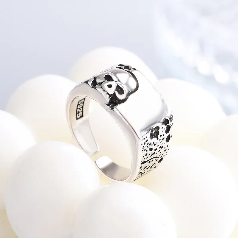 925-Sterling-Silver-Unique-Skull-Lines-Ring-For-Women-Fine-Jewelry-Finger-Adjustable-Open-Vintage-Ring-2