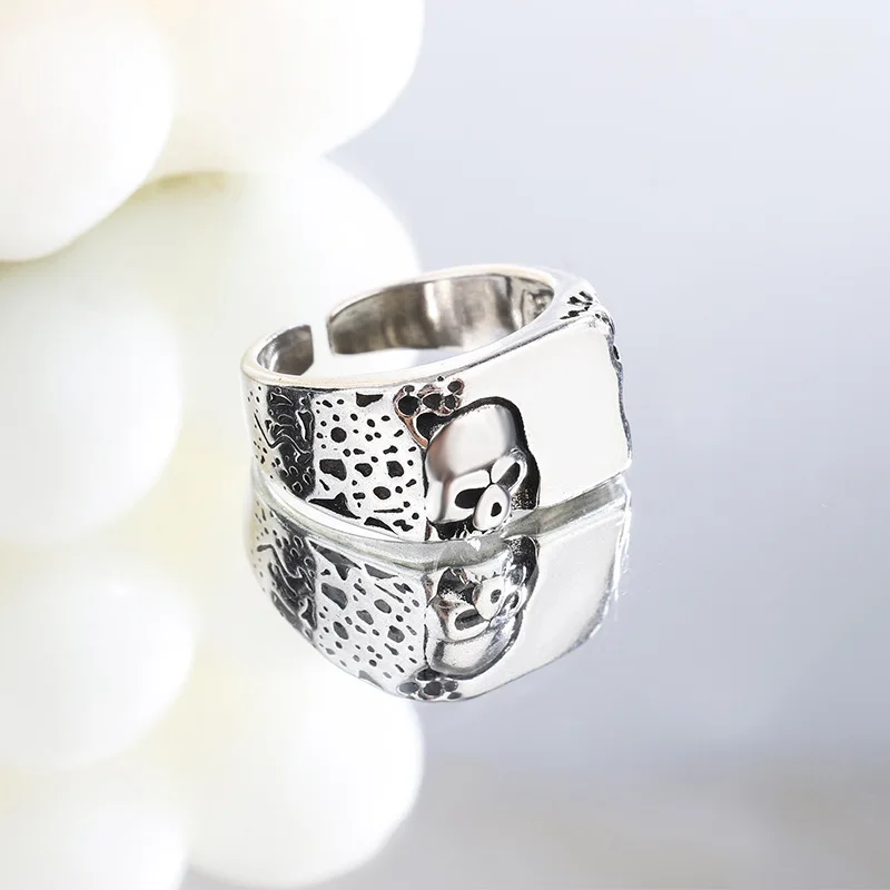 925-Sterling-Silver-Unique-Skull-Lines-Ring-For-Women-Fine-Jewelry-Finger-Adjustable-Open-Vintage-Ring-3